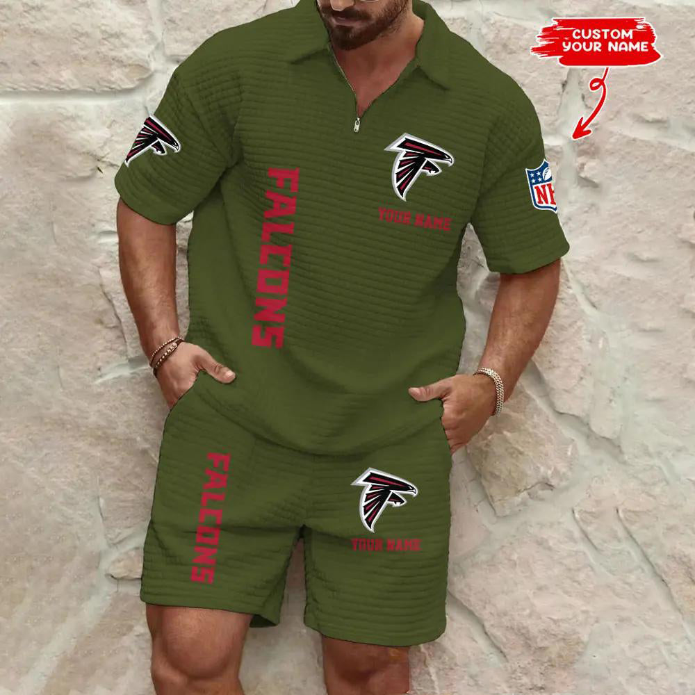 Atlanta Falcons Men’s Waffle Pattern Half Zipper Shirt And Shorts AZBT2DWSS000008