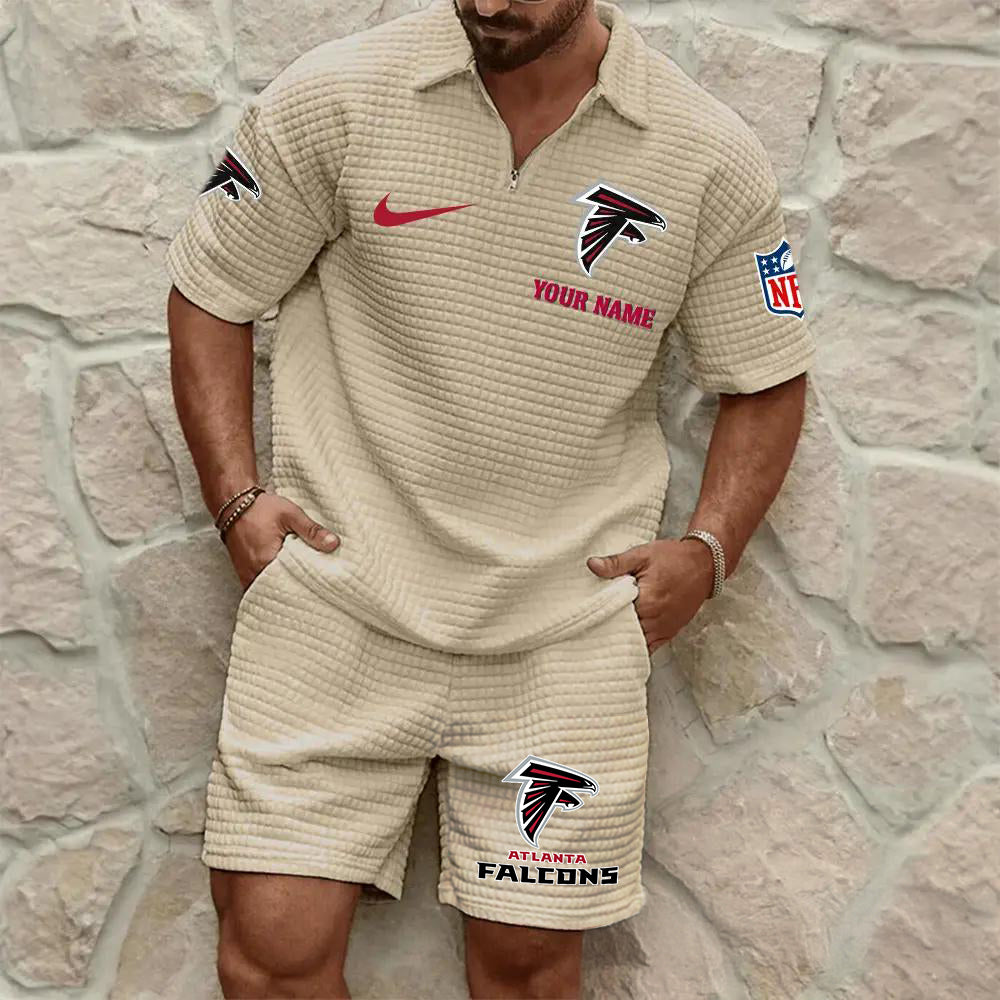 Atlanta Falcons Men’s Waffle Pattern Half Zipper Shirt And Shorts AZBT2DWSS000009