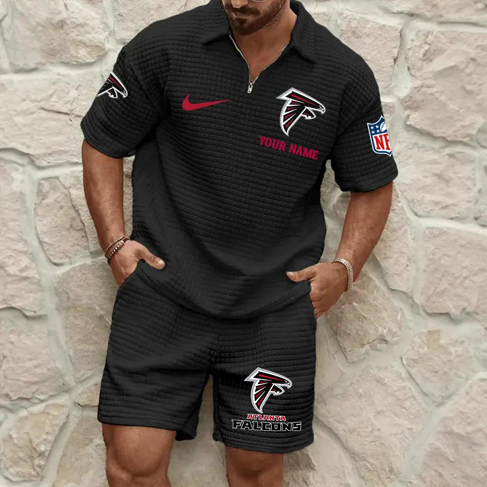 Atlanta Falcons Men’s Waffle Pattern Half Zipper Shirt And Shorts AZBT2DWSS000009