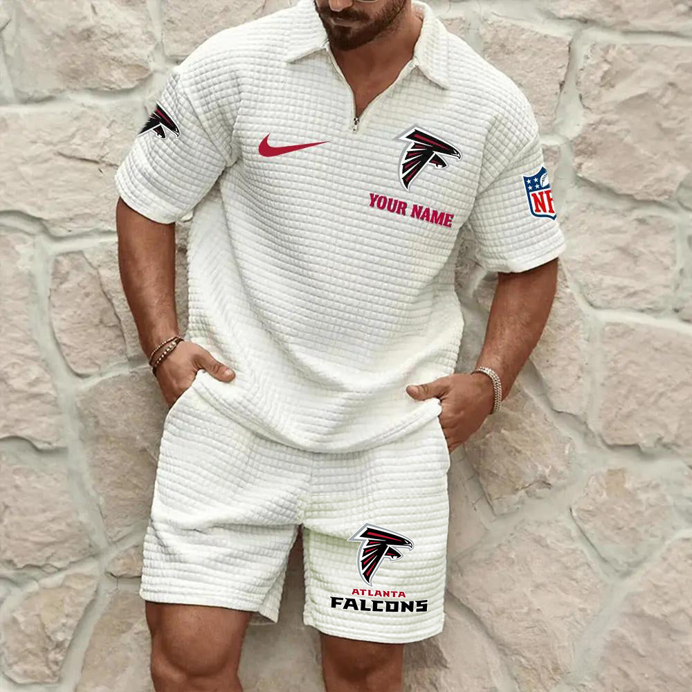 Atlanta Falcons Men’s Waffle Pattern Half Zipper Shirt And Shorts AZBT2DWSS000009