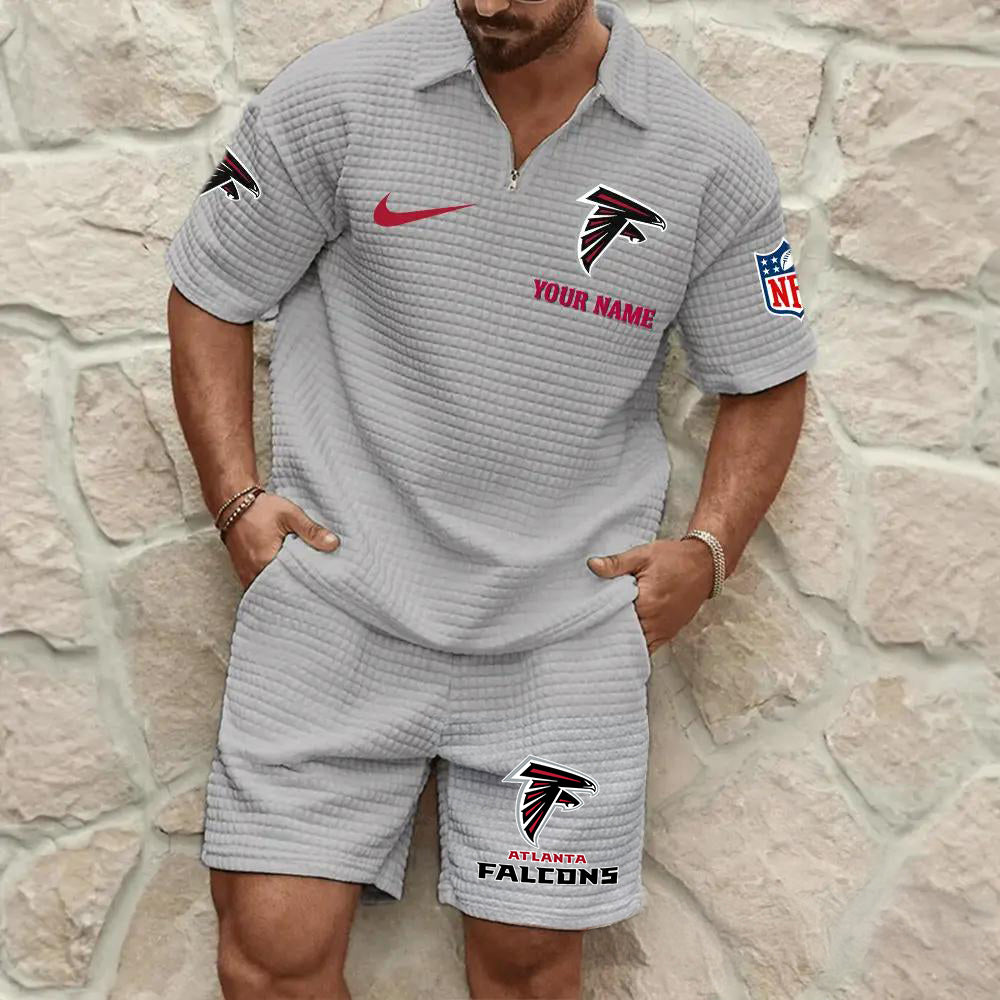 Atlanta Falcons Men’s Waffle Pattern Half Zipper Shirt And Shorts AZBT2DWSS000009