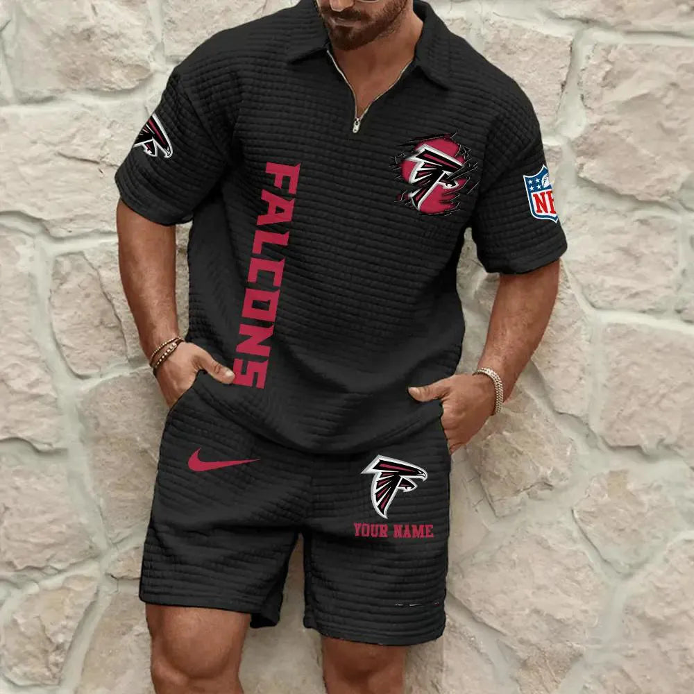 Atlanta Falcons Men’s Waffle Pattern Half Zipper Shirt And Shorts AZBT2DWSS000010