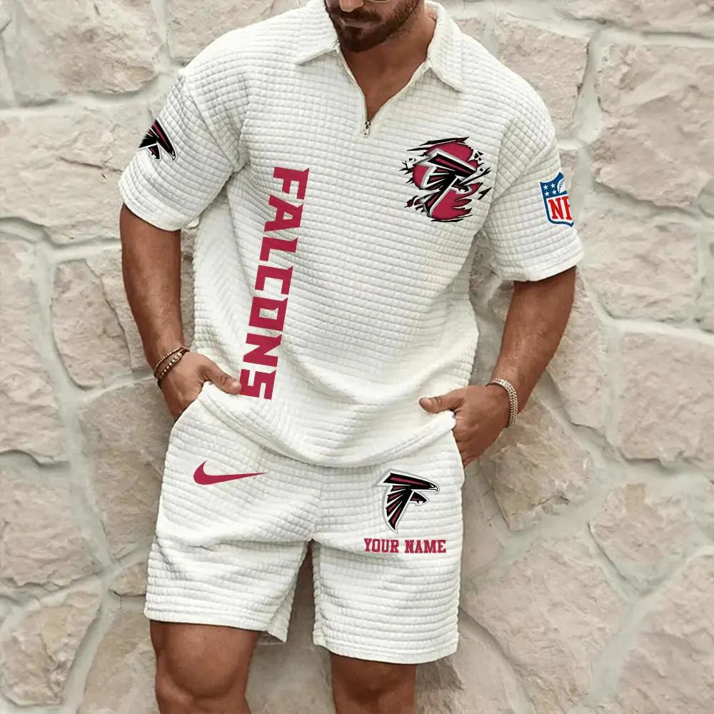 Atlanta Falcons Men’s Waffle Pattern Half Zipper Shirt And Shorts AZBT2DWSS000010