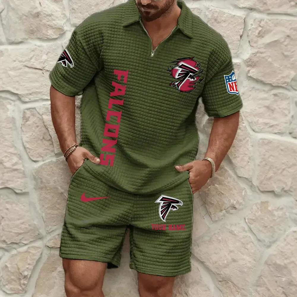 Atlanta Falcons Men’s Waffle Pattern Half Zipper Shirt And Shorts AZBT2DWSS000010