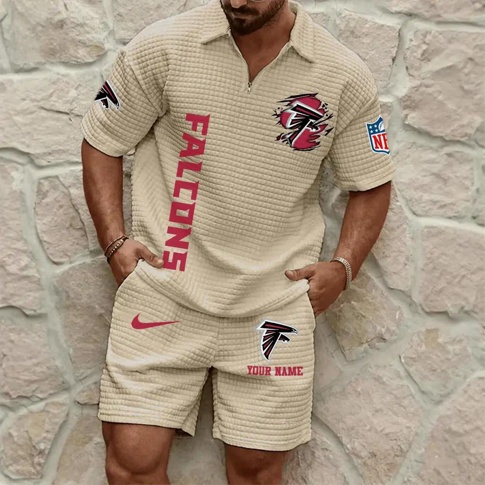 Atlanta Falcons Men’s Waffle Pattern Half Zipper Shirt And Shorts AZBT2DWSS000010