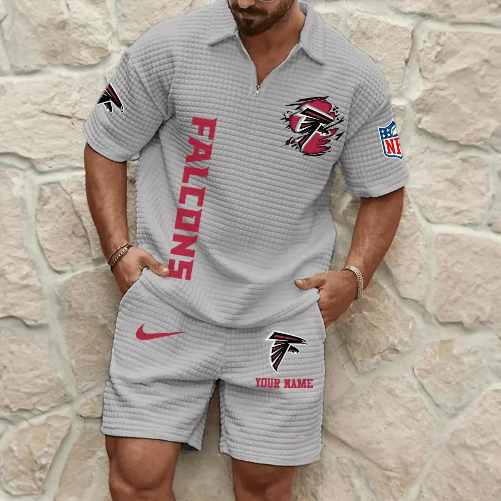 Atlanta Falcons Men’s Waffle Pattern Half Zipper Shirt And Shorts AZBT2DWSS000010