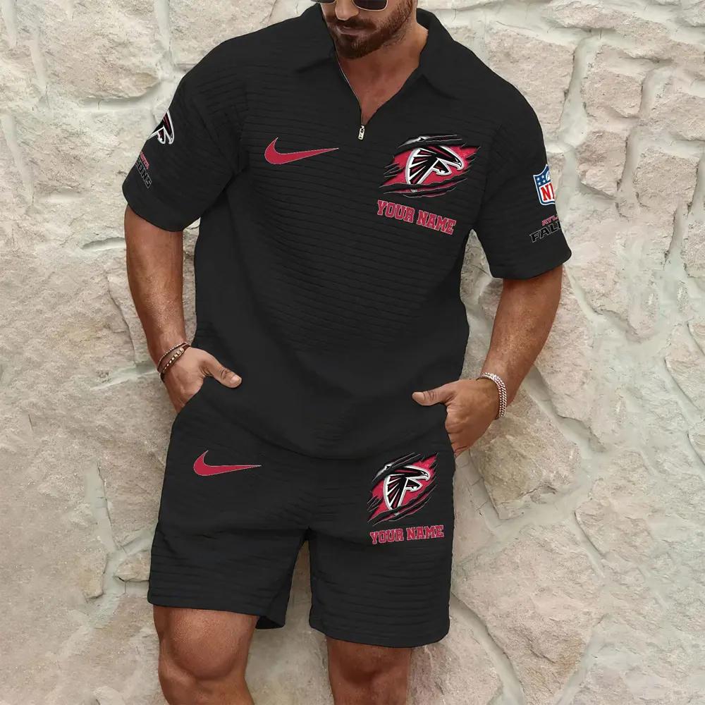 Atlanta Falcons Men’s Waffle Pattern Half Zipper Shirt And Shorts AZBT2DWSS000011