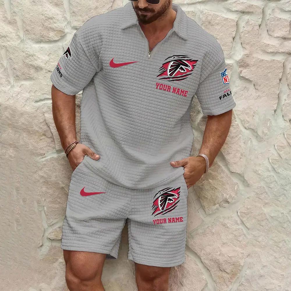 Atlanta Falcons Men’s Waffle Pattern Half Zipper Shirt And Shorts AZBT2DWSS000011