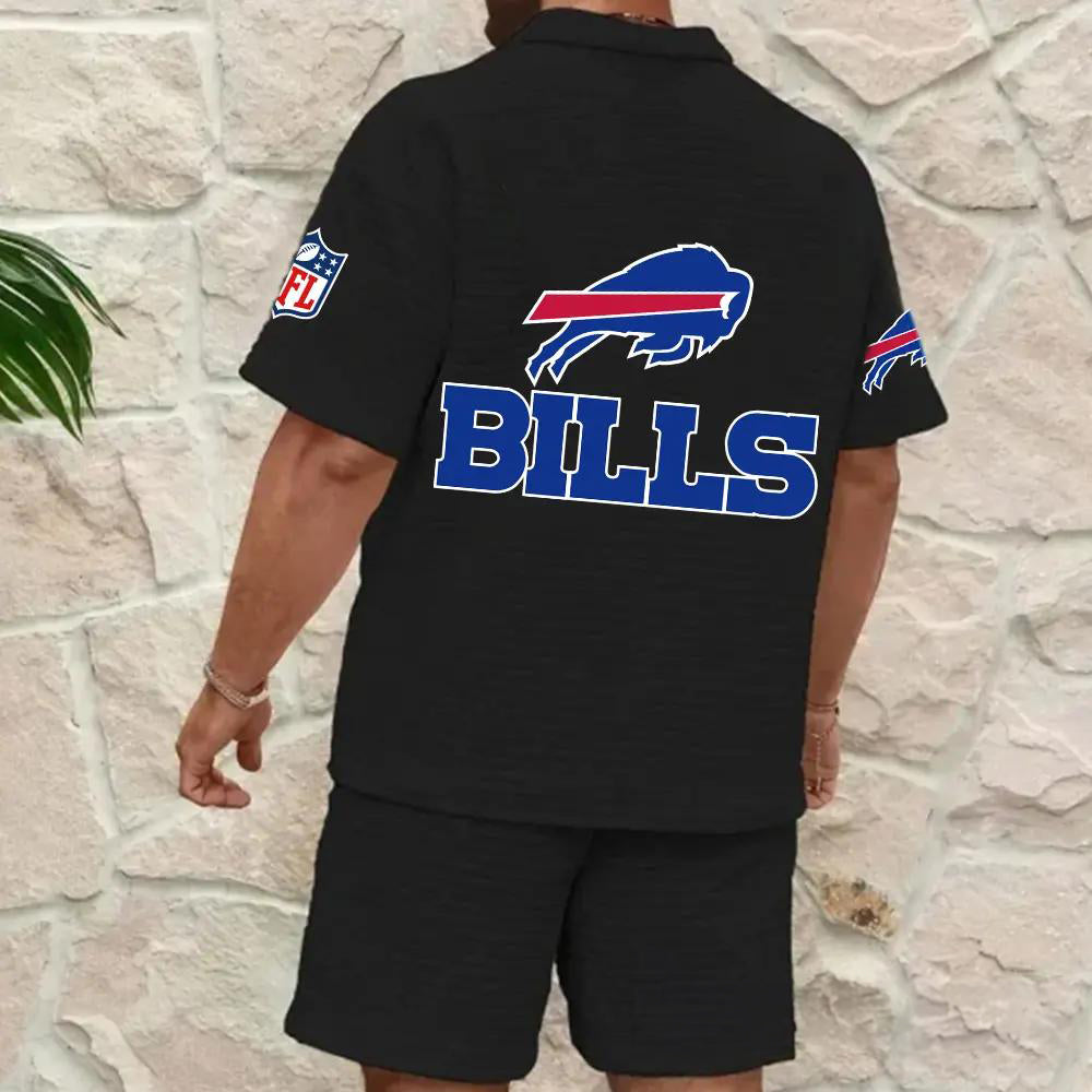 Buffalo Bills Men’s Waffle Pattern Half Zipper Shirt And Shorts AZBT2DWSS000023