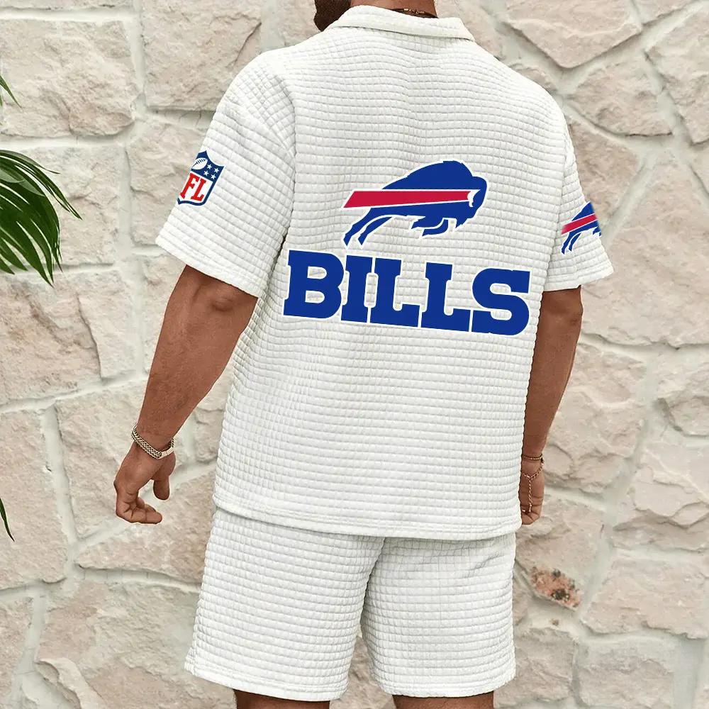 Buffalo Bills Men’s Waffle Pattern Half Zipper Shirt And Shorts AZBT2DWSS000023