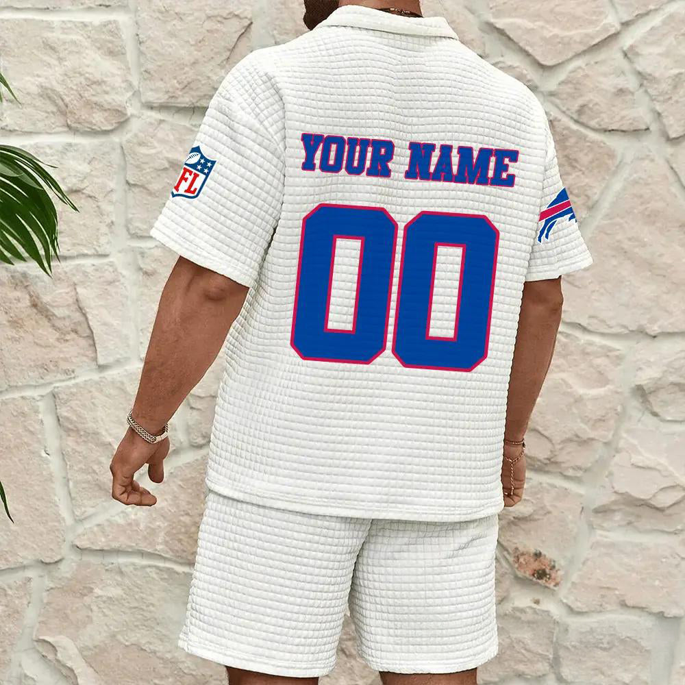 Buffalo Bills Men’s Waffle Pattern Half Zipper Shirt And Shorts AZBT2DWSS000024