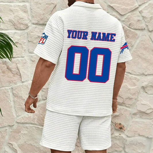 Buffalo Bills Men’s Waffle Pattern Half Zipper Shirt And Shorts AZBT2DWSS000024