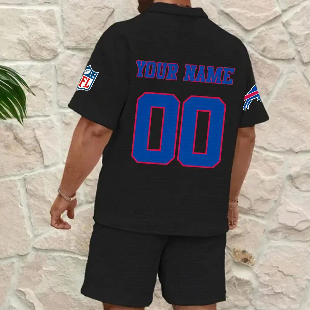 Buffalo Bills Men’s Waffle Pattern Half Zipper Shirt And Shorts AZBT2DWSS000024