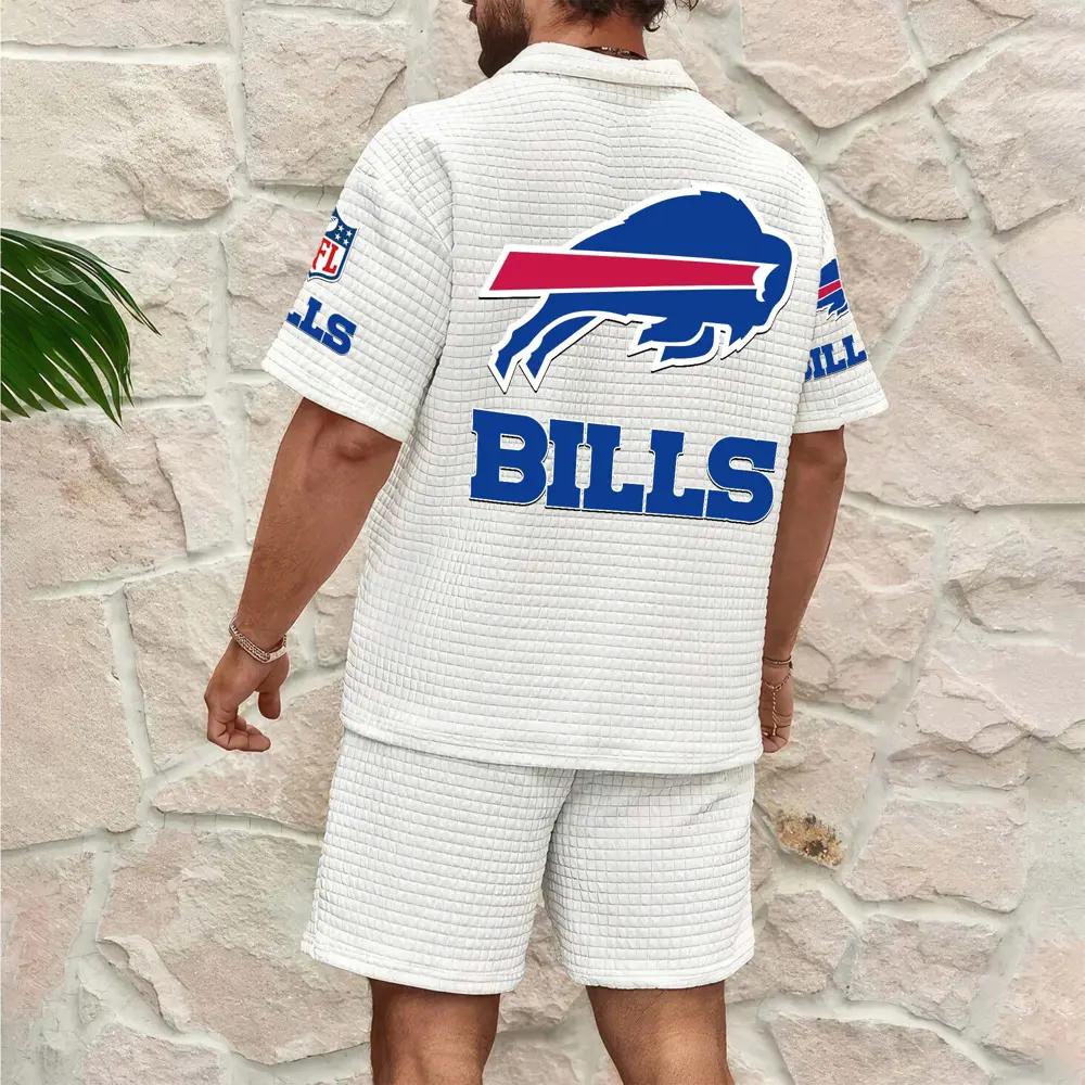 Buffalo Bills Men’s Waffle Pattern Half Zipper Shirt And Shorts AZBT2DWSS000025