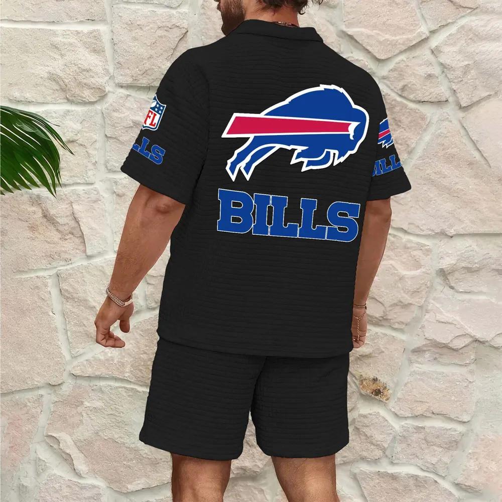 Buffalo Bills Men’s Waffle Pattern Half Zipper Shirt And Shorts AZBT2DWSS000025