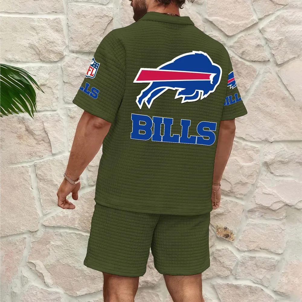 Buffalo Bills Men’s Waffle Pattern Half Zipper Shirt And Shorts AZBT2DWSS000025