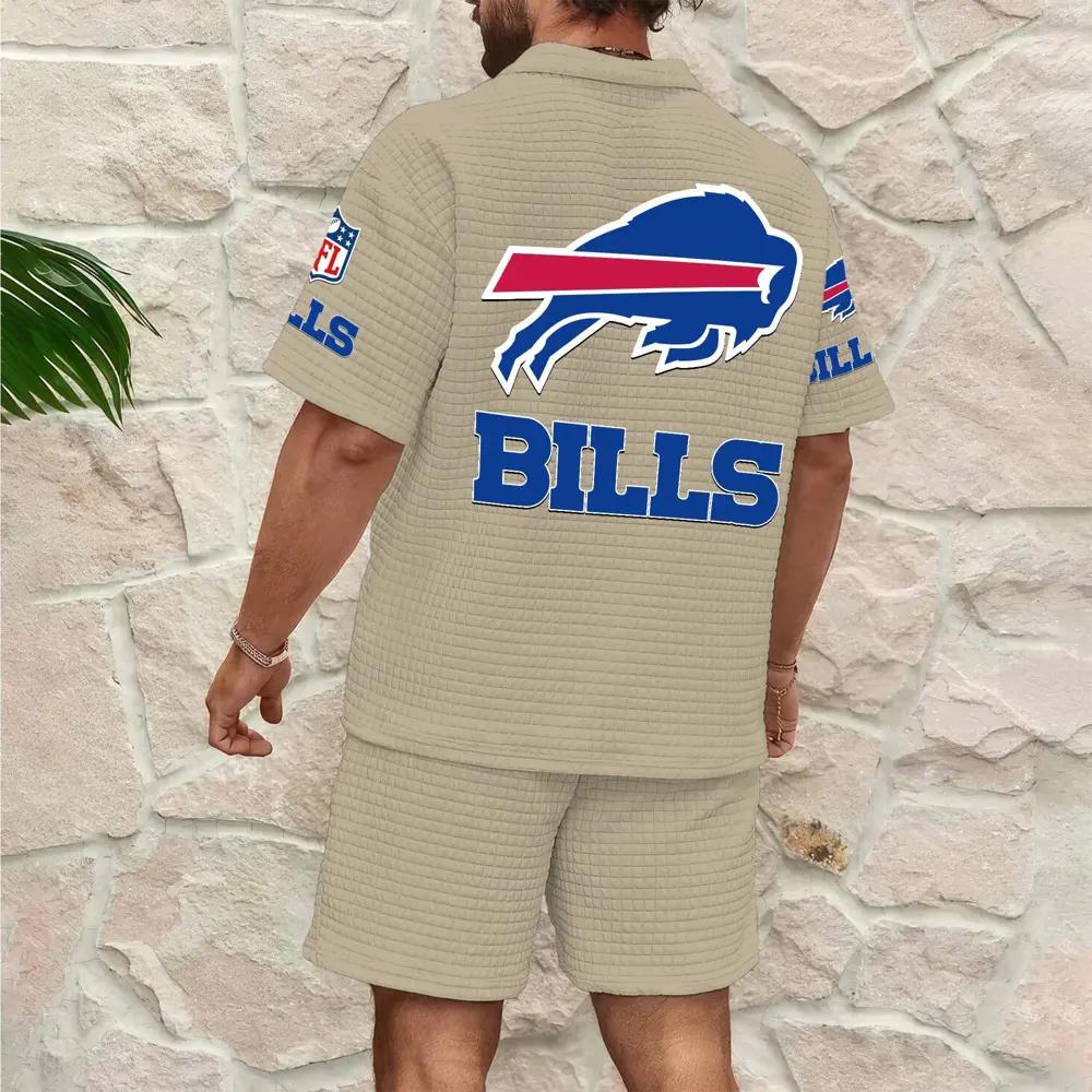 Buffalo Bills Men’s Waffle Pattern Half Zipper Shirt And Shorts AZBT2DWSS000025