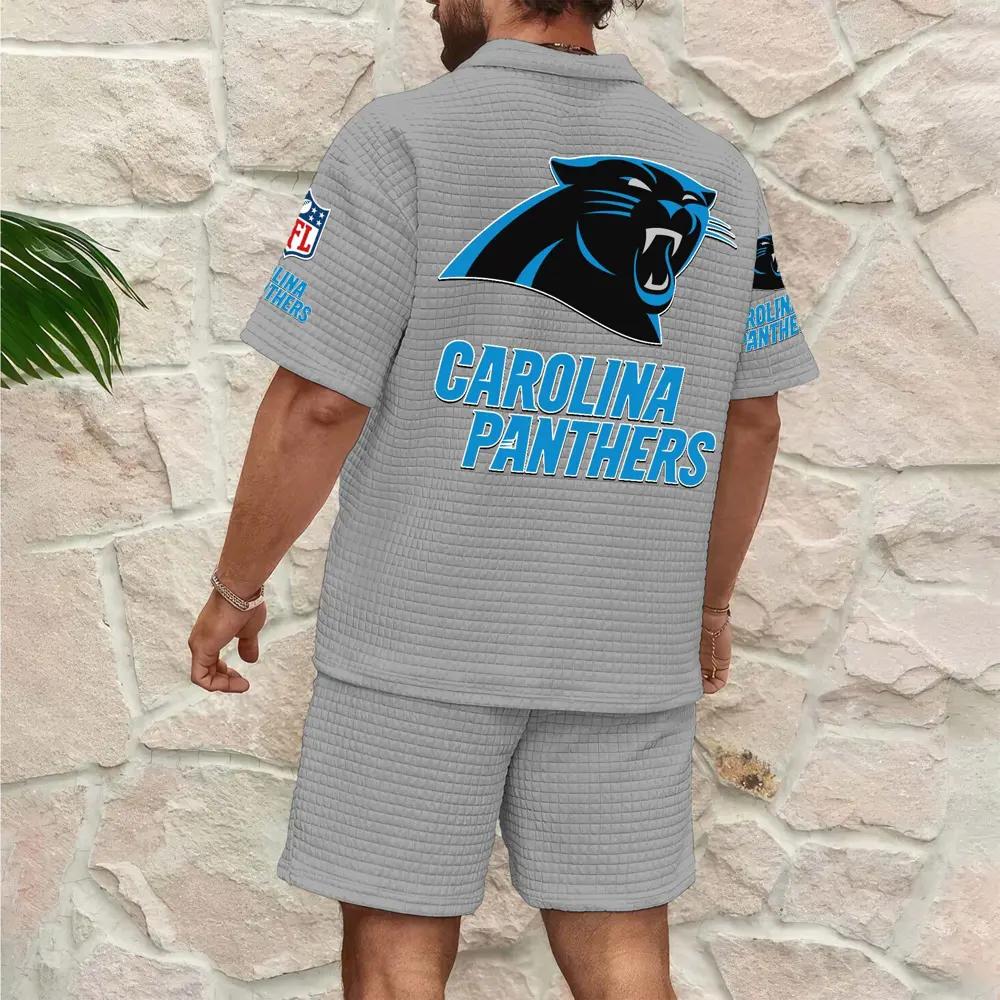 Carolina Panthers Men’s Waffle Pattern Half Zipper Shirt And Shorts AZBT2DWSS000032