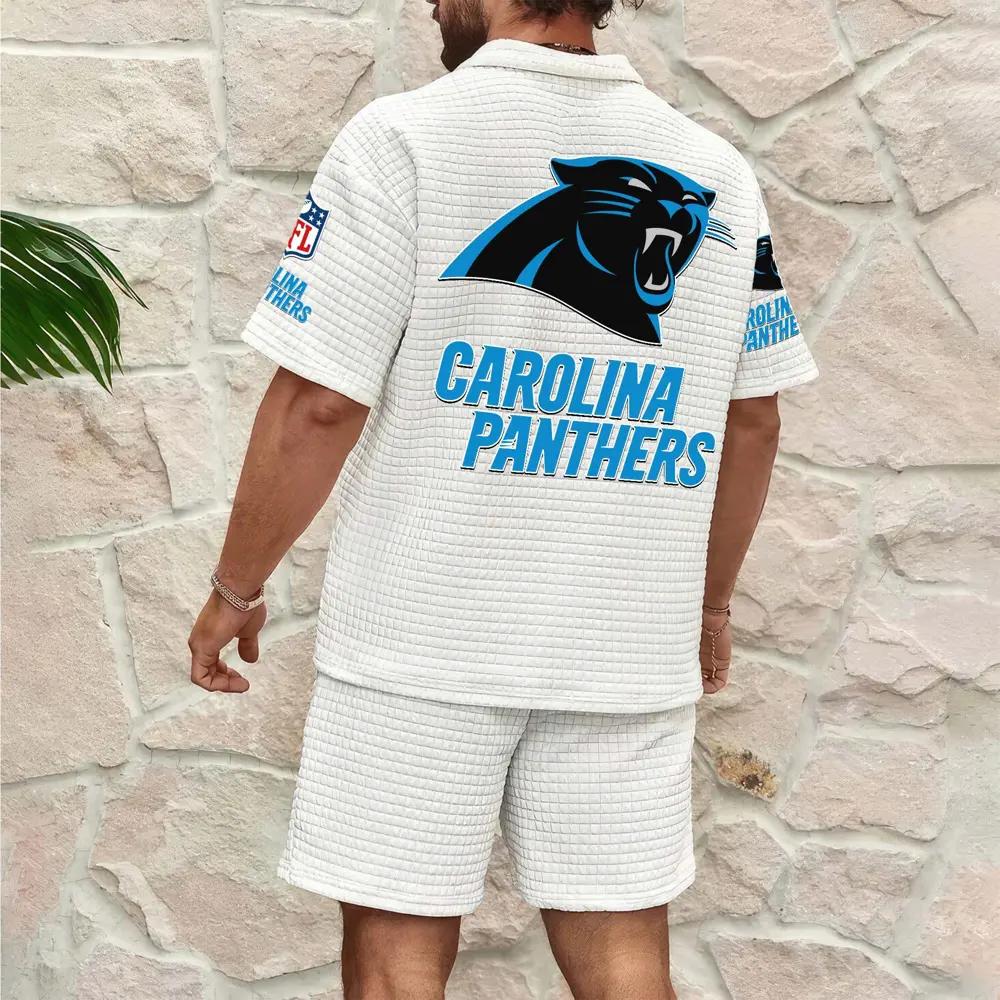 Carolina Panthers Men’s Waffle Pattern Half Zipper Shirt And Shorts AZBT2DWSS000032