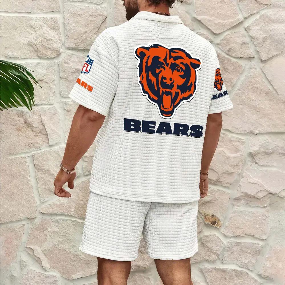 Chicago Bears Men’s Waffle Pattern Half Zipper Shirt And Shorts AZBT2DWSS000034