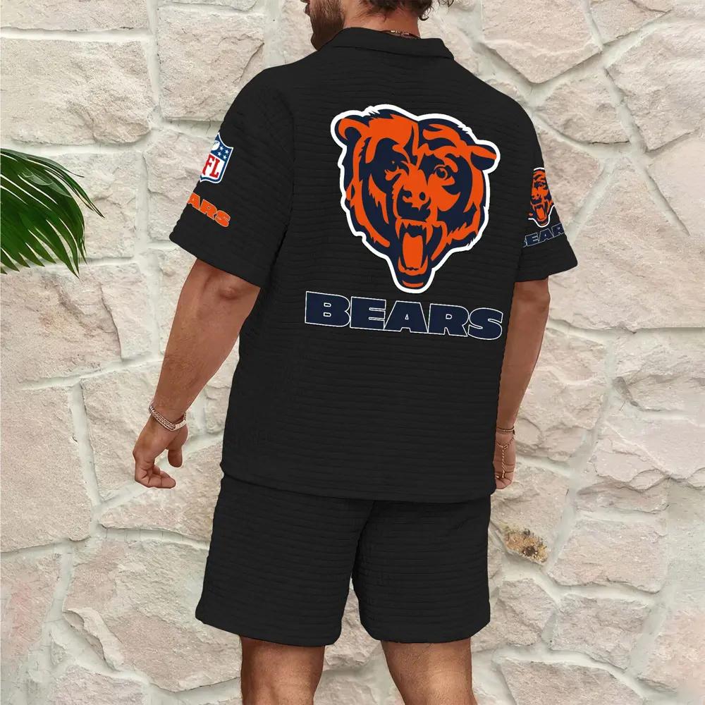 Chicago Bears Men’s Waffle Pattern Half Zipper Shirt And Shorts AZBT2DWSS000034