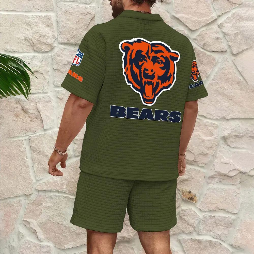 Chicago Bears Men’s Waffle Pattern Half Zipper Shirt And Shorts AZBT2DWSS000034