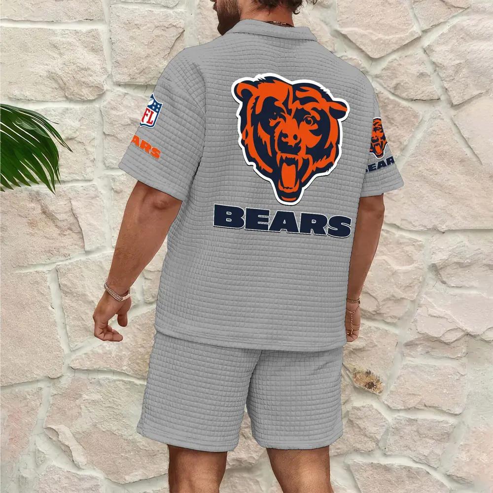 Chicago Bears Men’s Waffle Pattern Half Zipper Shirt And Shorts AZBT2DWSS000034