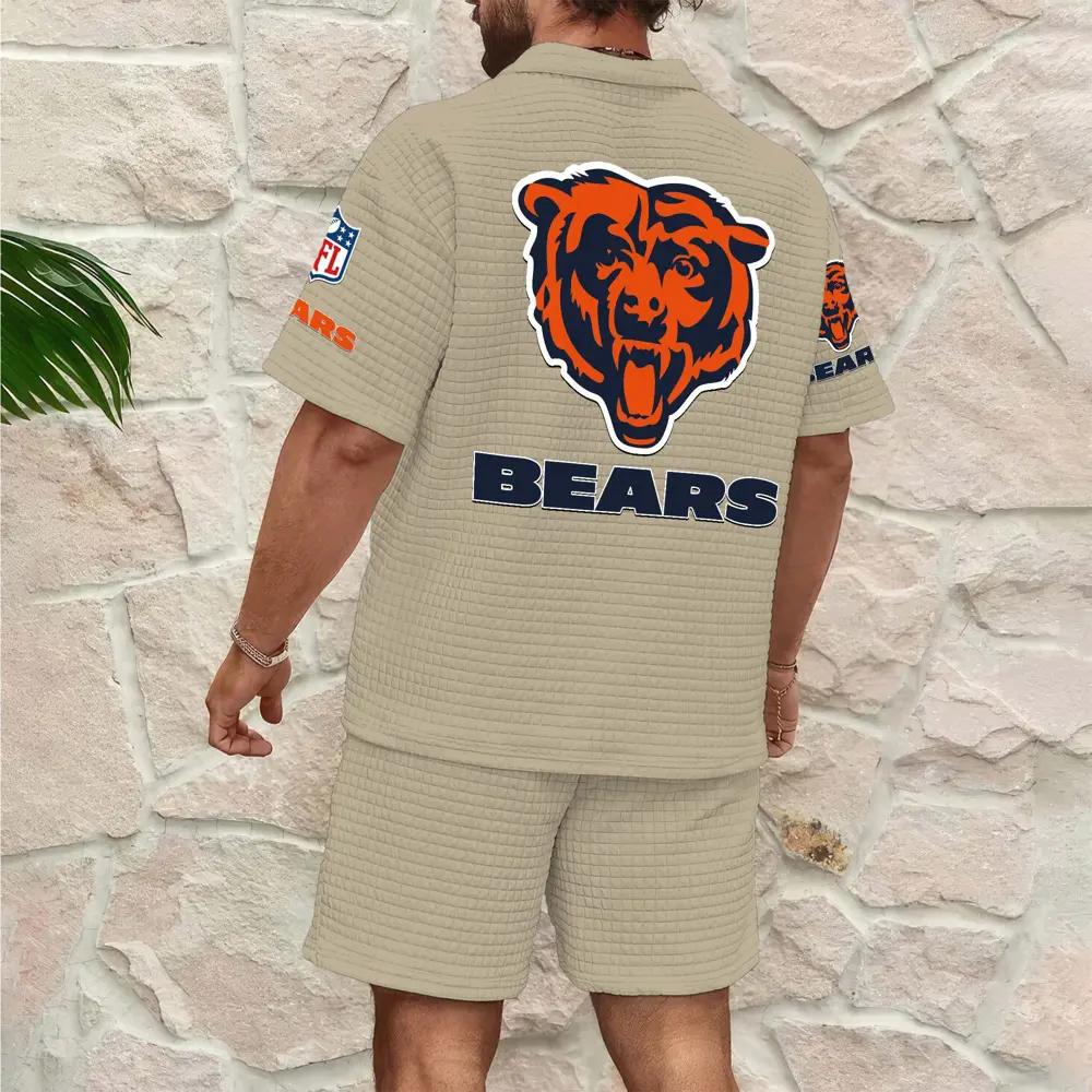 Chicago Bears Men’s Waffle Pattern Half Zipper Shirt And Shorts AZBT2DWSS000034