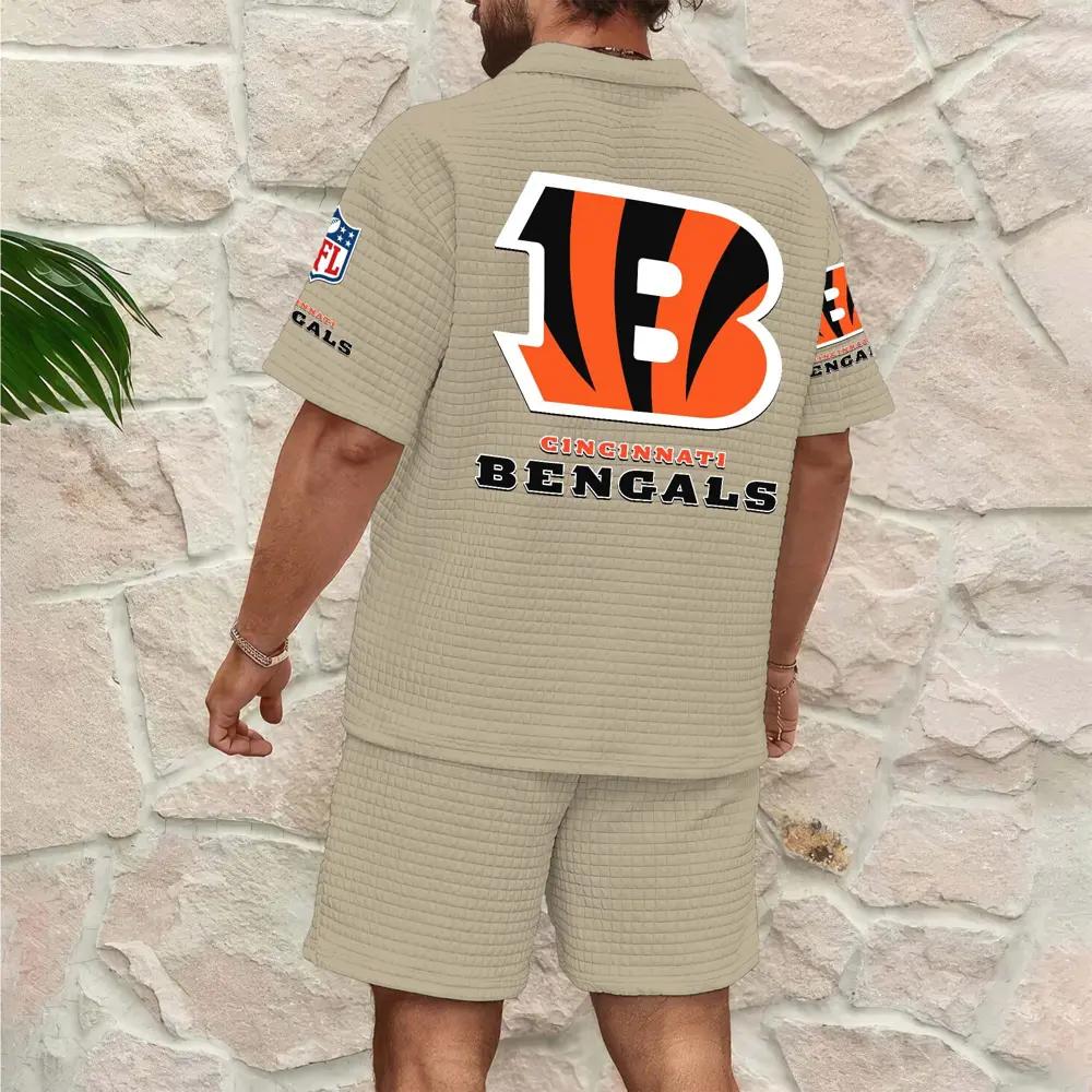 Cincinnati Bengals Men’s Waffle Pattern Half Zipper Shirt And Shorts AZBT2DWSS000042