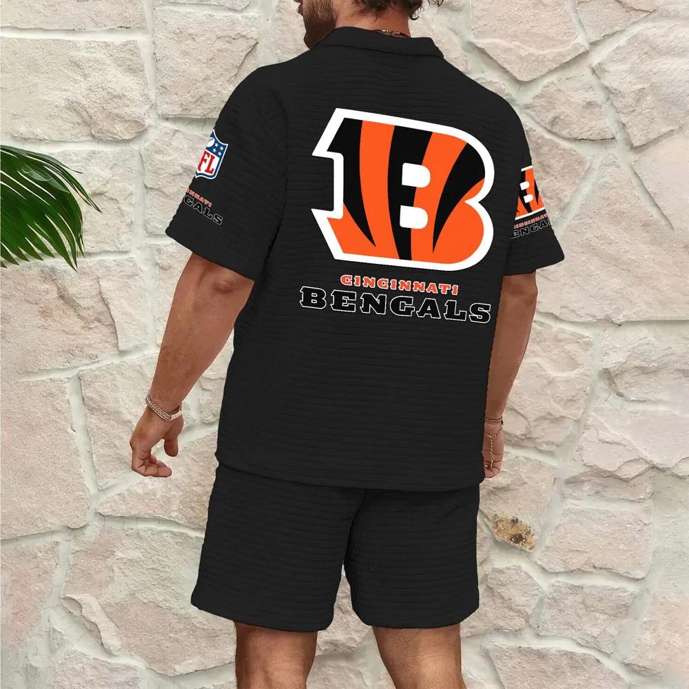 Cincinnati Bengals Men’s Waffle Pattern Half Zipper Shirt And Shorts AZBT2DWSS000042