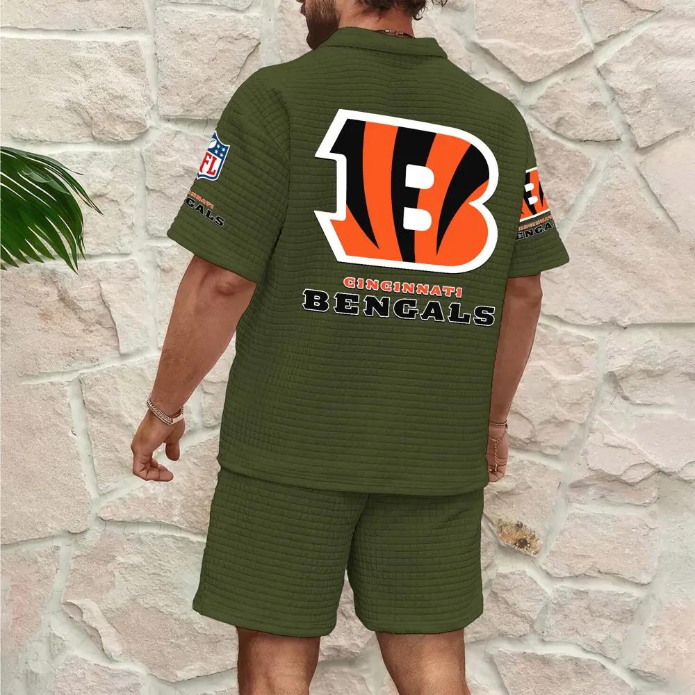 Cincinnati Bengals Men’s Waffle Pattern Half Zipper Shirt And Shorts AZBT2DWSS000042
