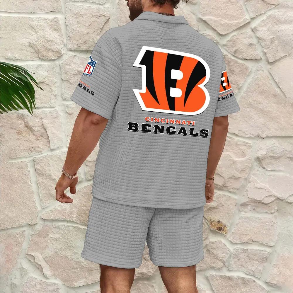 Cincinnati Bengals Men’s Waffle Pattern Half Zipper Shirt And Shorts AZBT2DWSS000042