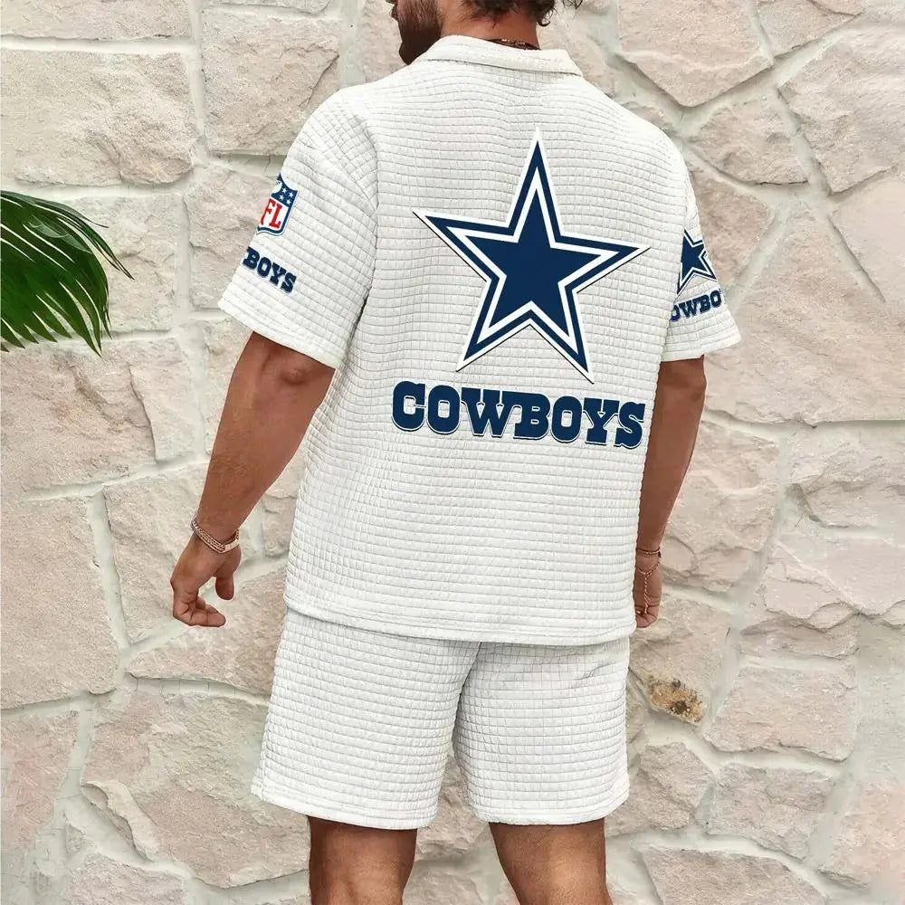 Dallas Cowboys Men’s Waffle Pattern Half Zipper Shirt And Shorts AZBT2DWSS000056