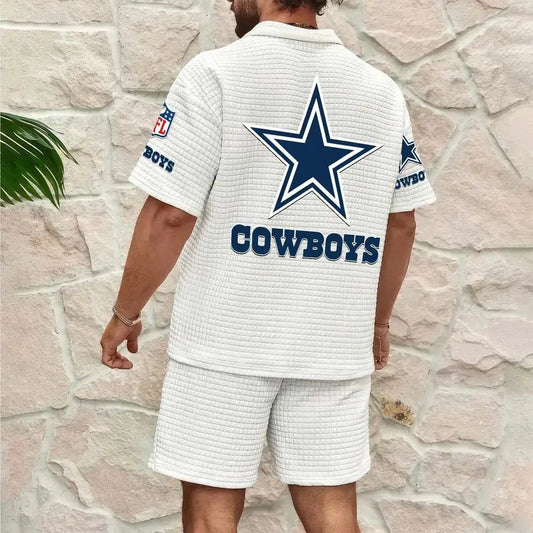 Dallas Cowboys Men’s Waffle Pattern Half Zipper Shirt And Shorts AZBT2DWSS000056
