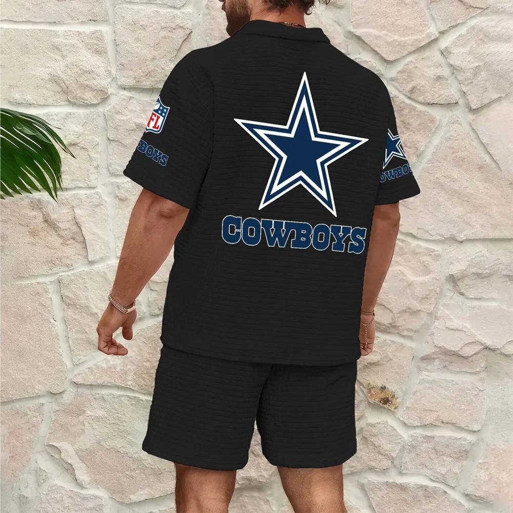 Dallas Cowboys Men’s Waffle Pattern Half Zipper Shirt And Shorts AZBT2DWSS000056