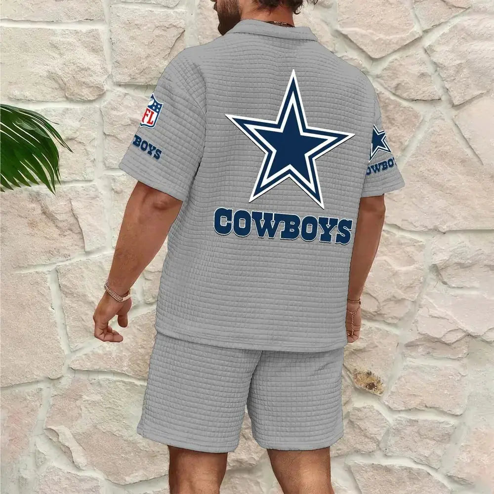 Dallas Cowboys Men’s Waffle Pattern Half Zipper Shirt And Shorts AZBT2DWSS000056