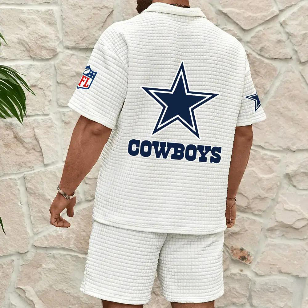 Dallas Cowboys Men’s Waffle Pattern Half Zipper Shirt And Shorts AZBT2DWSS000058