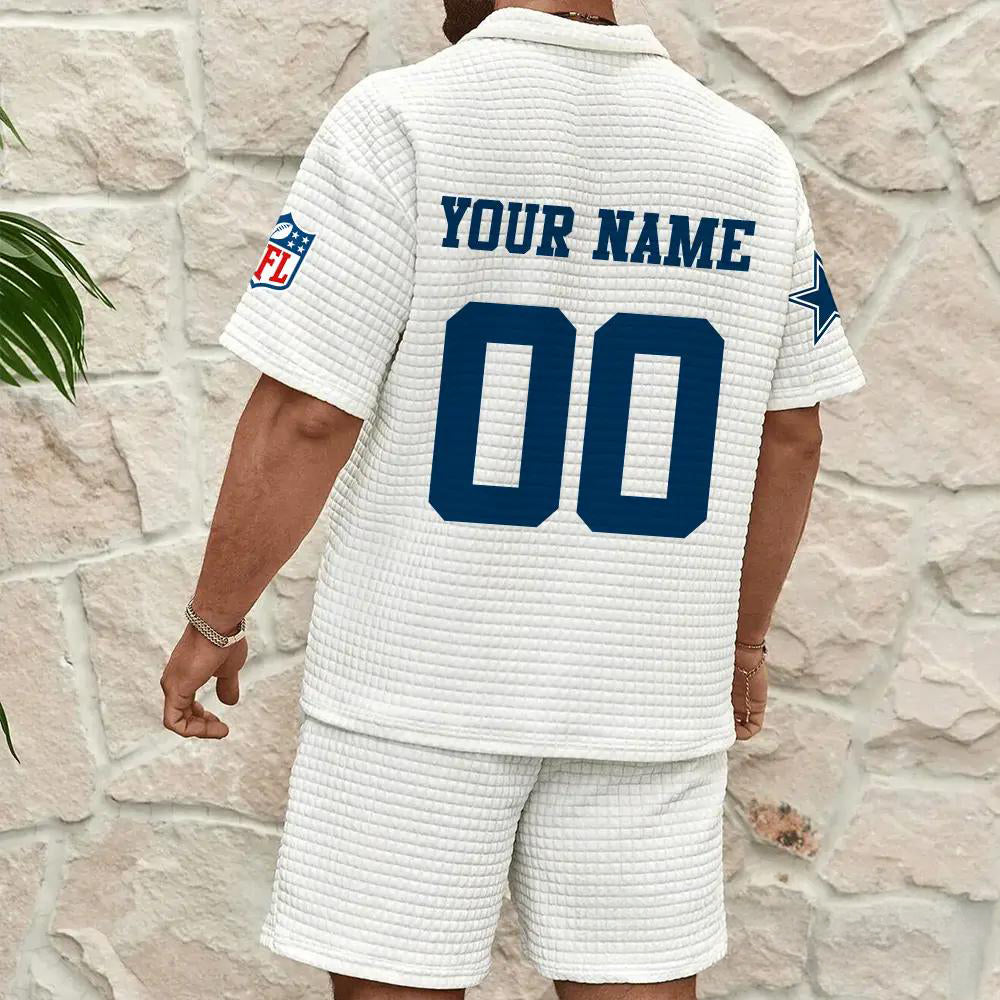 Dallas Cowboys Men’s Waffle Pattern Half Zipper Shirt And Shorts AZBT2DWSS000059