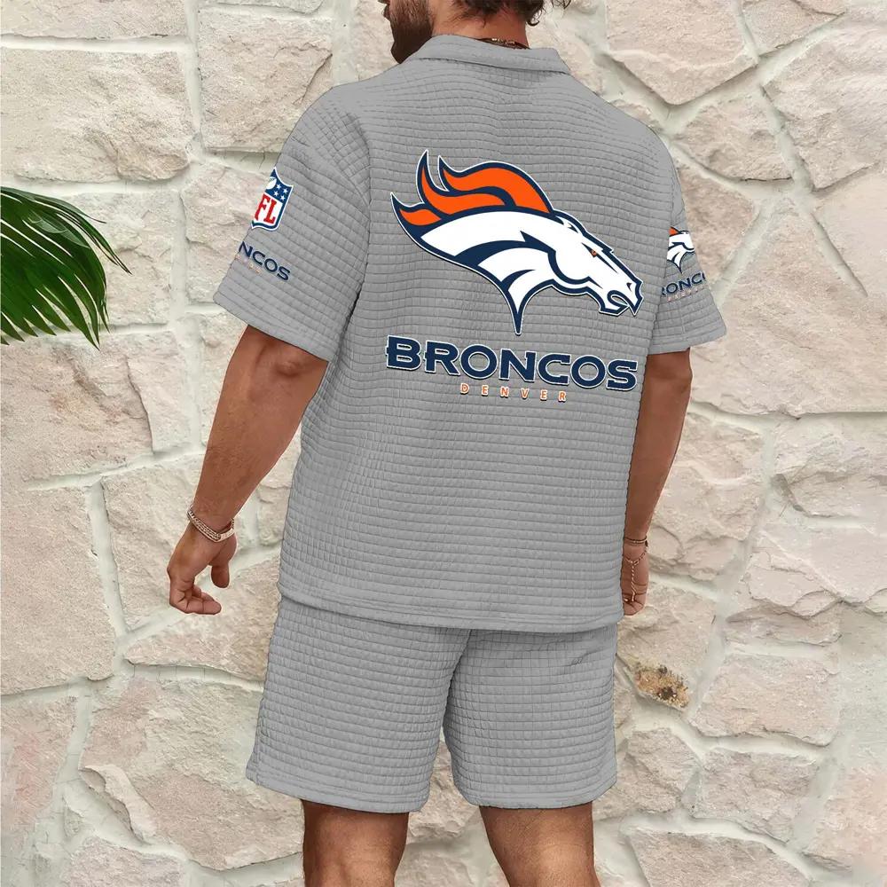 Denver Broncos Men’s Waffle Pattern Half Zipper Shirt And Shorts AZBT2DWSS000062