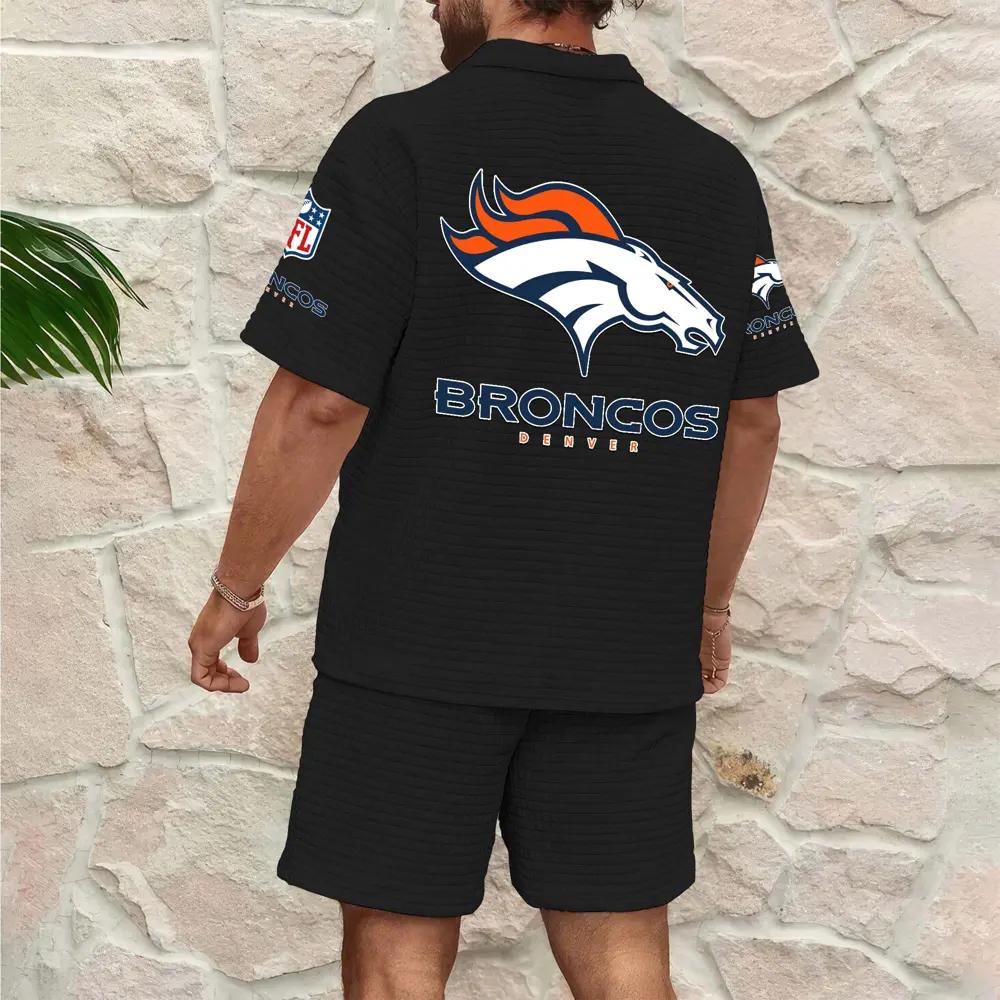 Denver Broncos Men’s Waffle Pattern Half Zipper Shirt And Shorts AZBT2DWSS000062