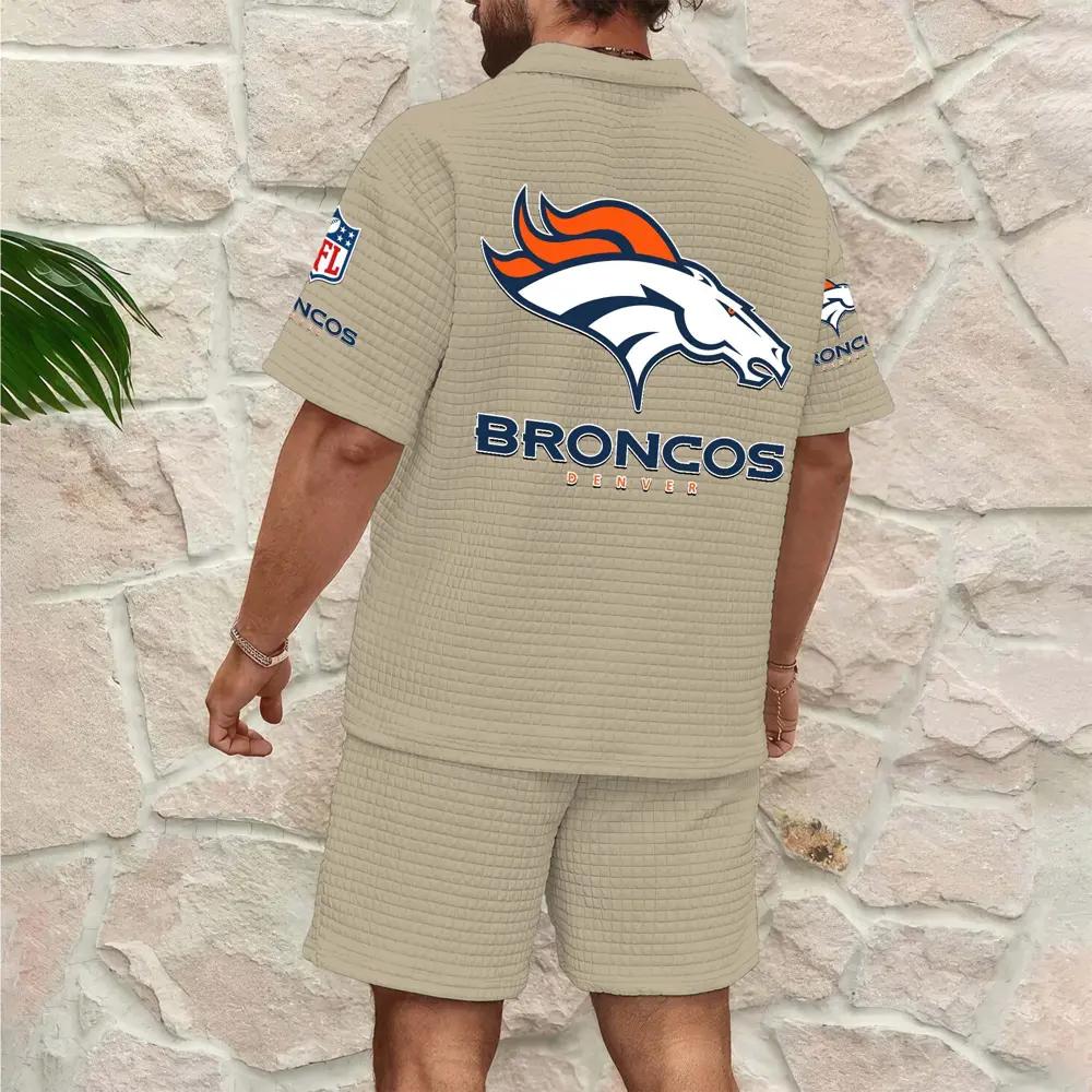 Denver Broncos Men’s Waffle Pattern Half Zipper Shirt And Shorts AZBT2DWSS000062