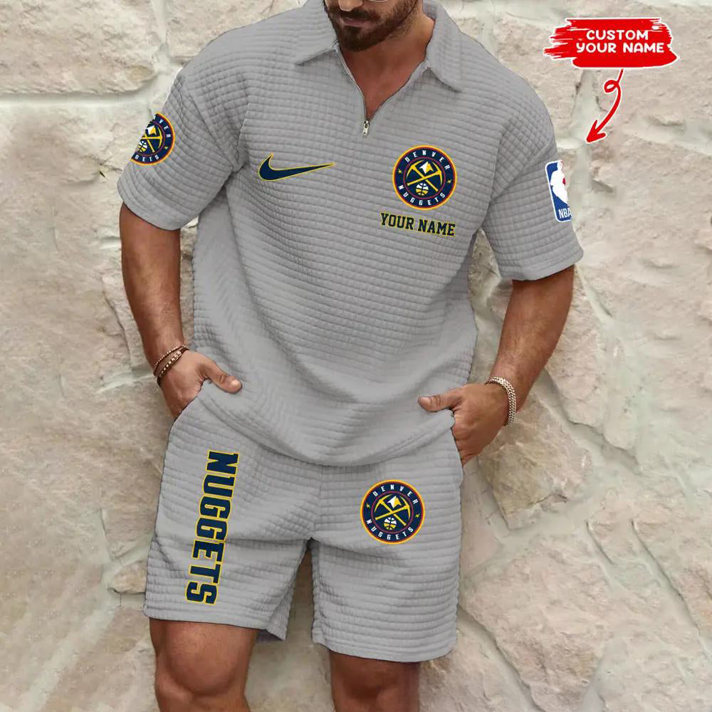 Denver Nuggets Men’s Waffle Pattern Half Zipper Shirt And Shorts AZBT2DWSS000066