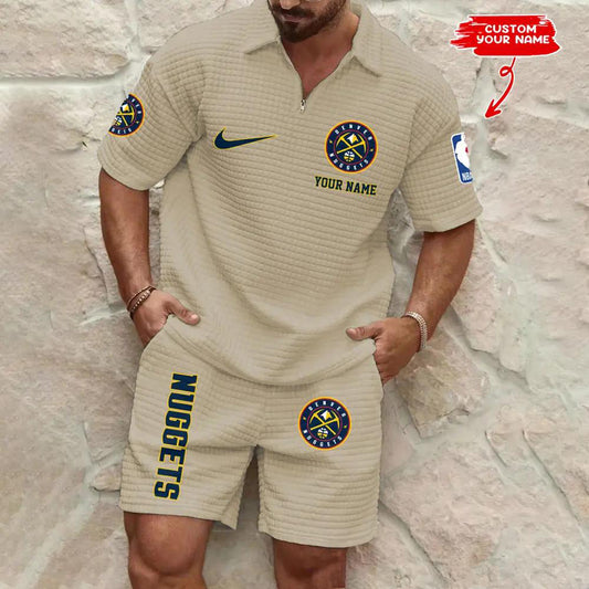 Denver Nuggets Men’s Waffle Pattern Half Zipper Shirt And Shorts AZBT2DWSS000066