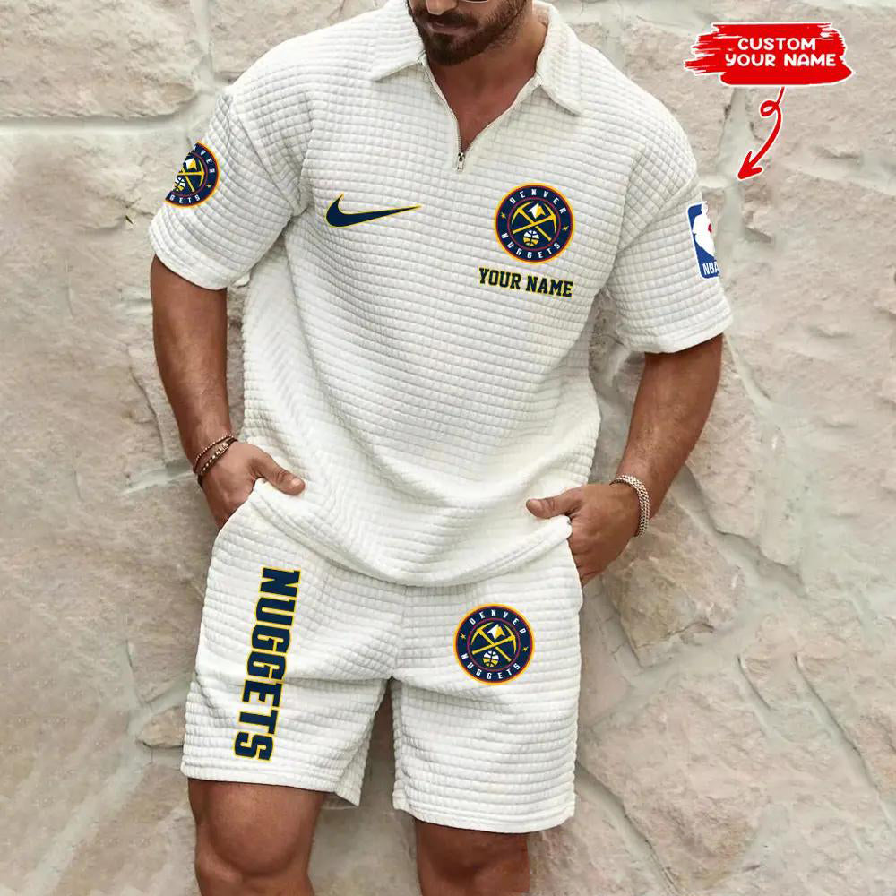 Denver Nuggets Men’s Waffle Pattern Half Zipper Shirt And Shorts AZBT2DWSS000066