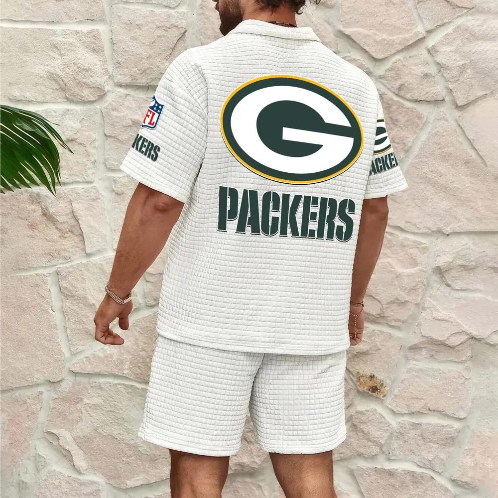 Green Bay Packers Men’s Waffle Pattern Half Zipper Shirt And Shorts AZBT2DWSS000077