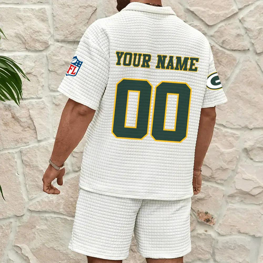Green Bay Packers Men’s Waffle Pattern Half Zipper Shirt And Shorts AZBT2DWSS000080