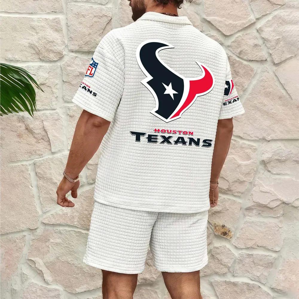 Houston Texans Men’s Waffle Pattern Half Zipper Shirt And Shorts AZBT2DWSS000082