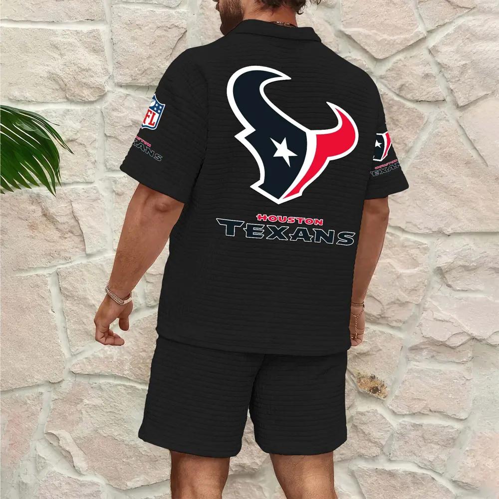 Houston Texans Men’s Waffle Pattern Half Zipper Shirt And Shorts AZBT2DWSS000082