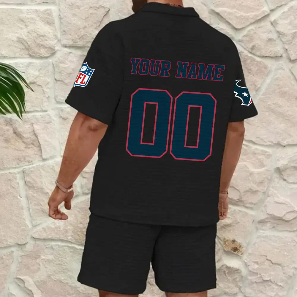 Houston Texans Men’s Waffle Pattern Half Zipper Shirt And Shorts AZBT2DWSS000085