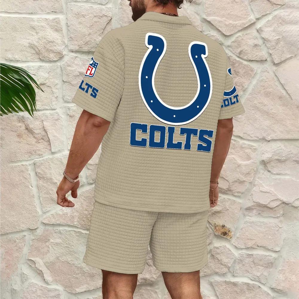 Indianapolis Colts Men’s Waffle Pattern Half Zipper Shirt And Shorts AZBT2DWSS000087
